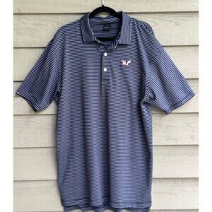Dunning Golf XL Navy Stripe Polo ⛳ Secession Golf Club Logo